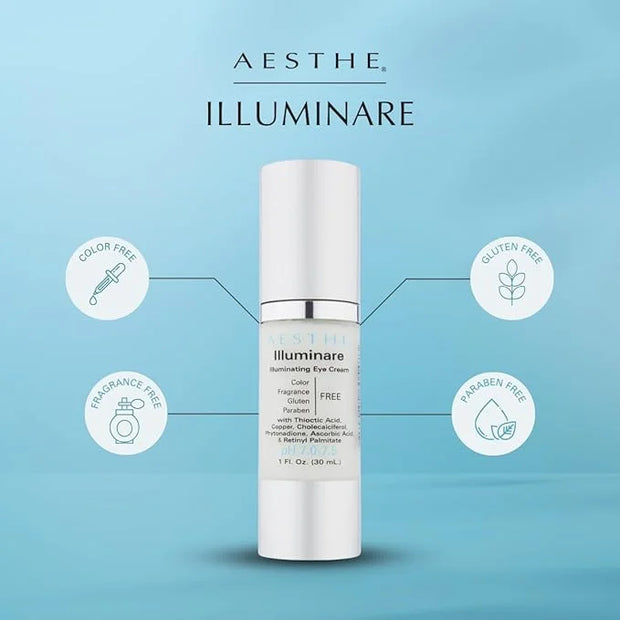 Aesthe Illuminare Illuminating Eye Cream - Color-Free, Fragrance-Free, Gluten-Free Skincare for Eyes with Thioctic Acid, C...