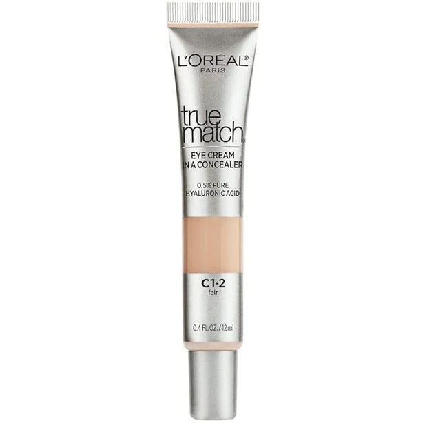 L'Oreal Paris True Match Eye Cream in a Concealer, 0.5% hyaluronic acid, Fair C1-2, 0.4 fl. oz. - Product Image