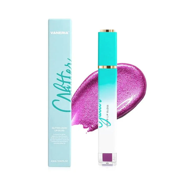VANERIA Glitter Lip Gloss Shimmer,Matte Liquid Lipstick Rapid Drying,Long Lasting Highly Pigmented Color,Waterproof,Lipglo...
