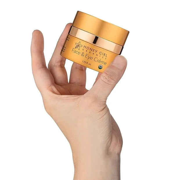 Honey Girl Organics Face & Eye Crème, USDA Certified Organic Facial Moisturizer & Under Eye Cream for Wrinkles, Dark Circl...