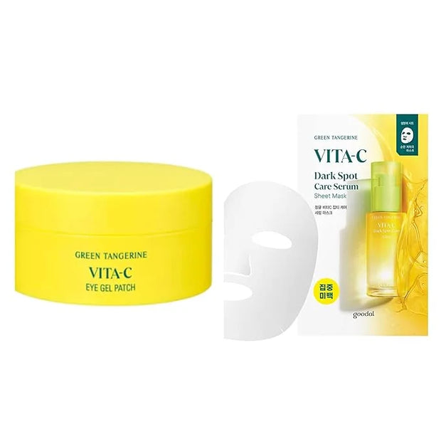 Kit Vitamina C de Mandarina Verde. Kit Goodal Green Tangerine Vitamin C Moisturizing Eye Patch and Green Tangerine Vitamin...