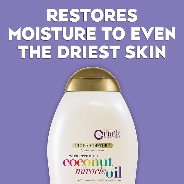 OGX Extra Creamy + Coconut Miracle Oil Ultra Moisture Body Wash, 19.5 Fl Oz (Pack of 2) - Product Image