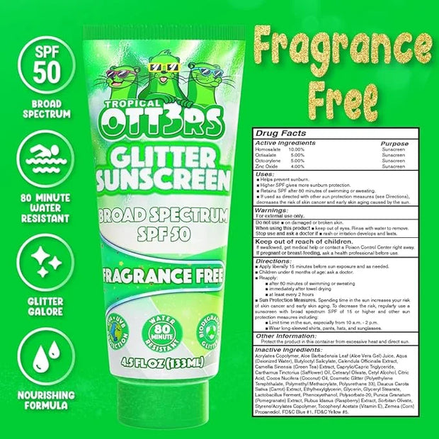 Glitter Sunscreen SPF 50 Lotion 4.5oz - Sparkle Sunscreen - Shimmer Sunscreen - Colored Sunscreen for Kids & Women - UVA/U...