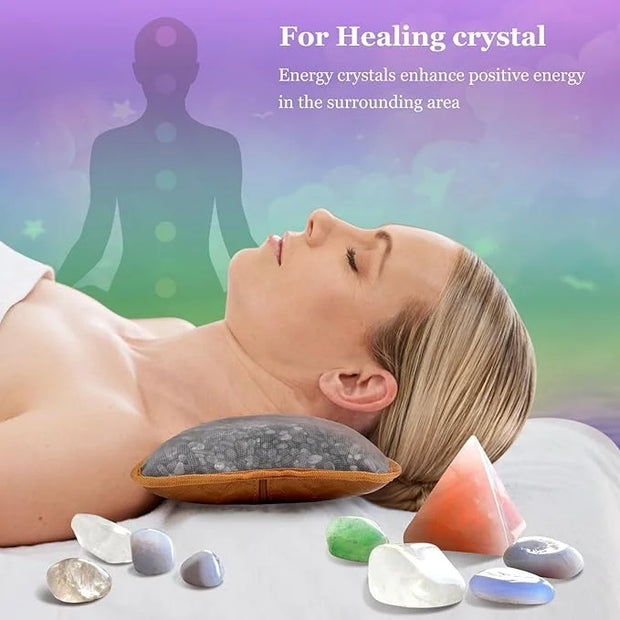 Jade Eye Mask &Crystal Energy Pillow Infused-Healing Crystal Pillows for Sleeping Nurtures Body,Mind,and Spirit,Comfortabl...