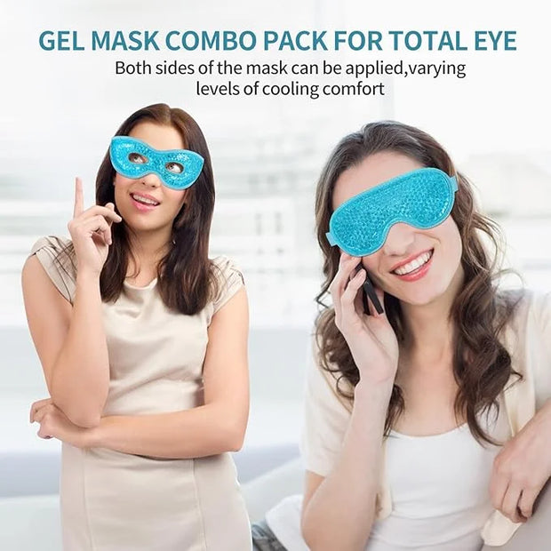 2PCS Reusable Hot Cold Therapy Eye Mask for Puffiness, Dark Circles, Eye Bags, Dry Eyes, Headaches, Migraines, Stress Reli...