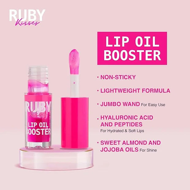 Ruby Kisses Lip Oil Booster, Hydrating Lip Gloss with Nourishing Natural Oil Blend, Jumbo Wand for Easy Application, Non-S...