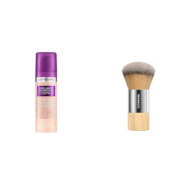 Covergirl Simply Ageless 10 Fair Foundation, Blending Brush - Skincare Makeup with Bakuchiol & Tranexamic Acid Reduces Fin...