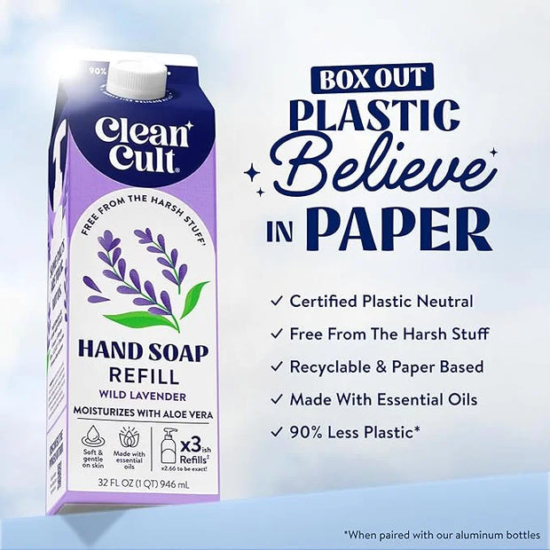 Cleancult Liquid Hand Soap Refills - Wild Lavender - Moisturizes Dry & Sensitive Skin -Made with Aloe Vera & Lavender Esse...