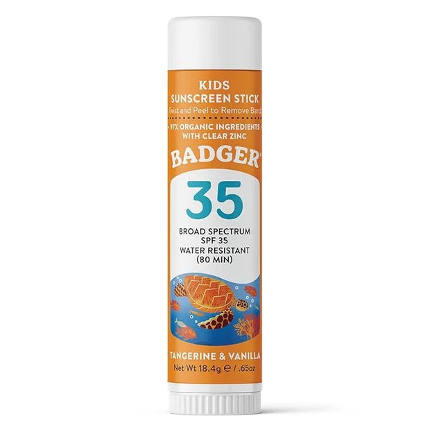 Badger Kids Sunscreen Stick SPF 35 with Mineral Zinc Oxide, Travel Size Sunscreen Stick for Kids, 97% Organic Ingredients,...