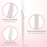 16 Pcs Light Pink Eyebrow Razor, Face Razors Multipurpose, Facial Razors for Women Men, Eyebrow Trimmers Shaver with Prote...