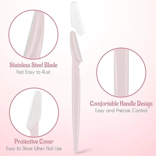 16 Pcs Light Pink Eyebrow Razor, Face Razors Multipurpose, Facial Razors for Women Men, Eyebrow Trimmers Shaver with Prote...