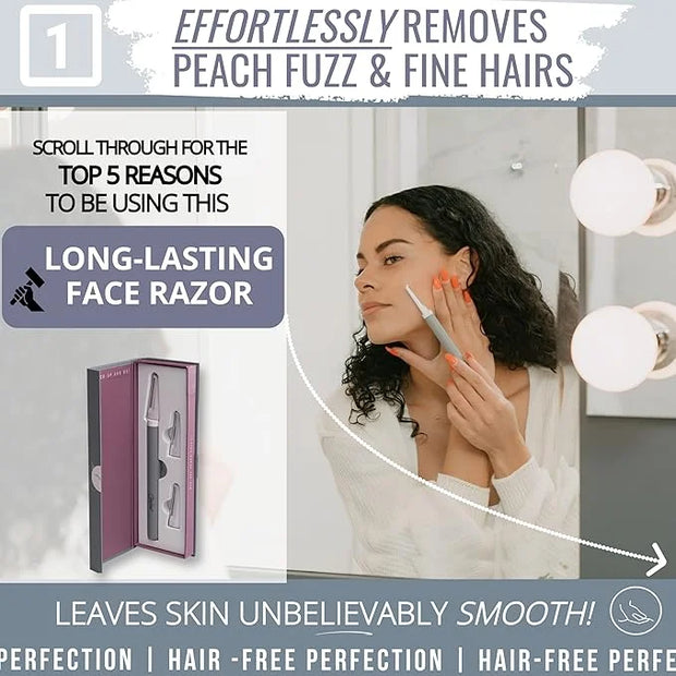 Premium Dermaplaning Tool - Multipurpose Face Razor for Women - Exfoliating Dermaplaner for Smooth Skin, Gentle Eyebrow an...