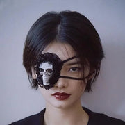 Halloween Punk Skull Eye Mask Dark Gothic Retro Skull Eye Patch Mask Lace Skeleton Single Eye Patch Prom Mask - Product Image