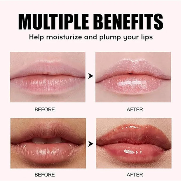 Hydrating Lip Oil, Big Brush Head Glaze Shiny Transparent Glow Oil, Nourishing & Non-sticky Long Lasting Fresh Clear Smoot...