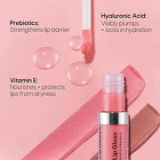 Almay Color & Care Hydrating Lip Gloss, Soft Natural Hues, Prebiotic Complex, Hyaluronic Filling-Sphere Technology, 200 Ro...