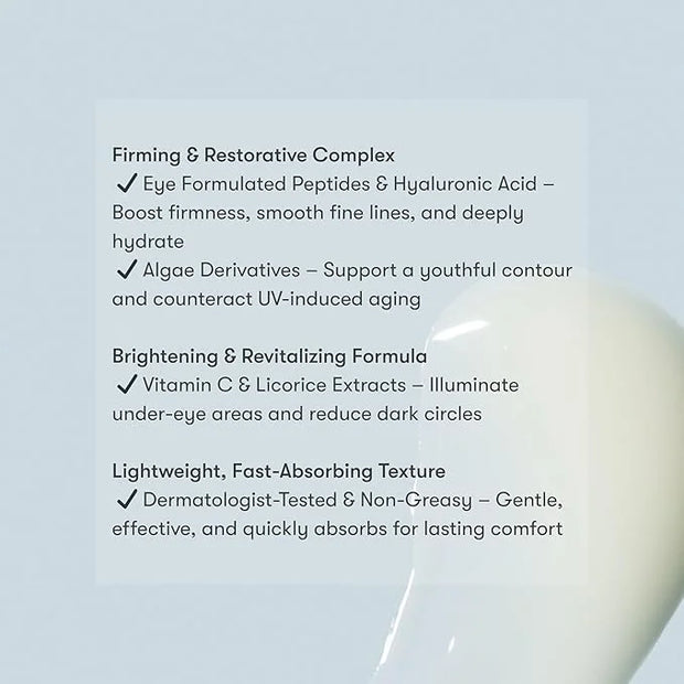 by Dr. B Firm and Restore Eye Cream, Lightweight Eye care for Dark Circles, Puffiness & Fine Lines with Peptides and Hyalu...