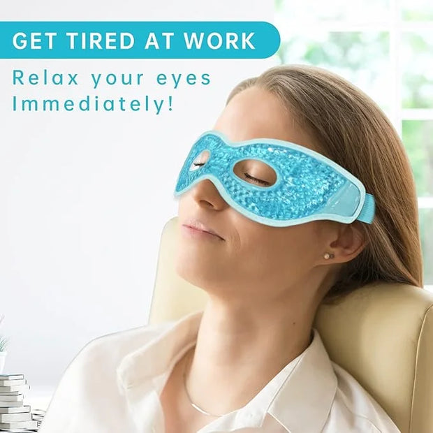 2PCS Gel Eye Mask, Hot Cold Compress Pack Eye Therapy Gel Bead Eye Masks, Reusable Cooling Ice Eye Mask with Holes, for Pu...