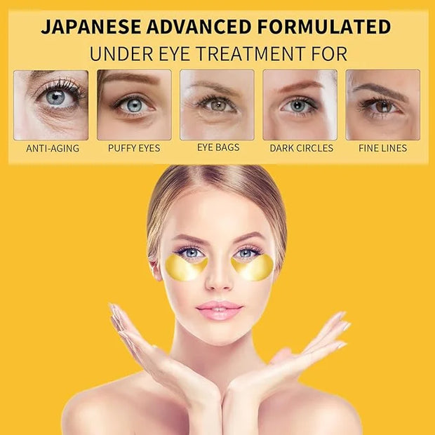 24K Gold Eye Masks for Dark Circles and Puffiness 70PCS, Under Eye Patches Gel Pads for Puffy Eyes Treatment w/Collagen, C...