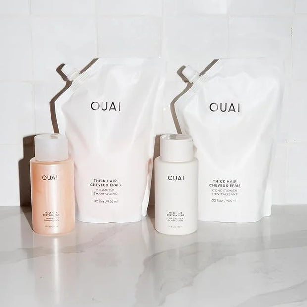 OUAI Thick Shampoo Refill - Moisturizing Shampoo with Keratin, Marshmallow Root, Shea Butter & Avocado Oil for Thick Hair ...