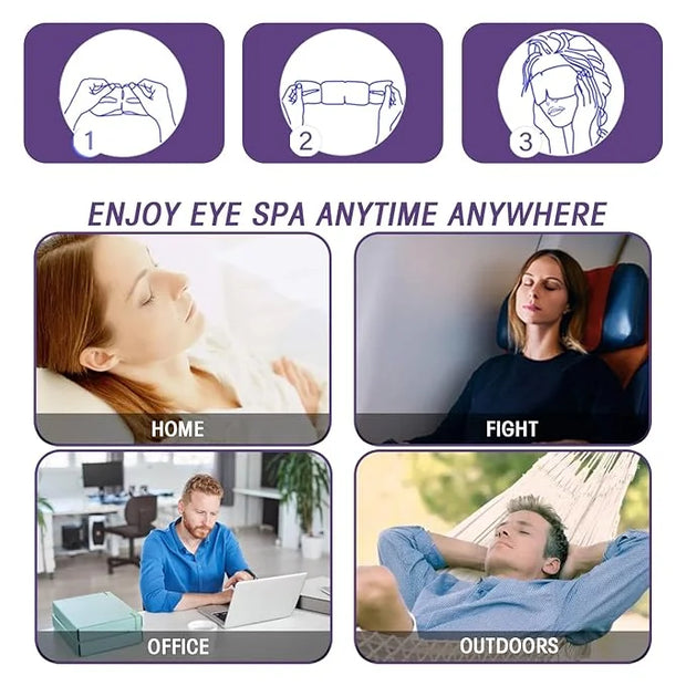 Steam Eye Masks for Dry Eyes, Heated Eye Mask Reduce Puffiness & Dark Circles, Hydrate & Soothe Tired Eyes, Travel Essenti...