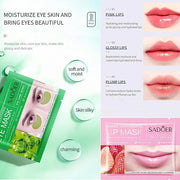 MEICOLY 30 Pads Lip and Eye Mask Sheet,Moisturizing Seaweed Eye Mask Crystal Anti-Aging Eye Patches Strawberry Lip Mask,Da...