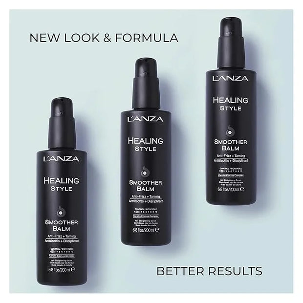 L'ANZA Healing Style Smoother Balm, New & Improved Keratin Hair Treatment & Hair Straightener Serum, Heat Protection & Ant...