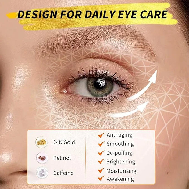 Under Eye Patches(24 Pairs), 24K Gold, Caffeine, Retinol Eye Masks for Puffy Eyes, Wrinkles, Dark Circles, Undereye Bags T...