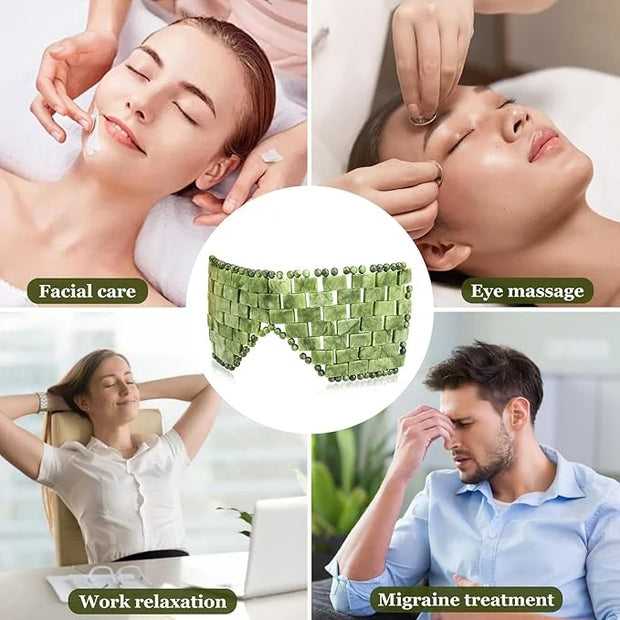 gemshan Jade Eye Mask Natural Green Jade Facial Maks for Relive Eliminate Puffiness - Product Image