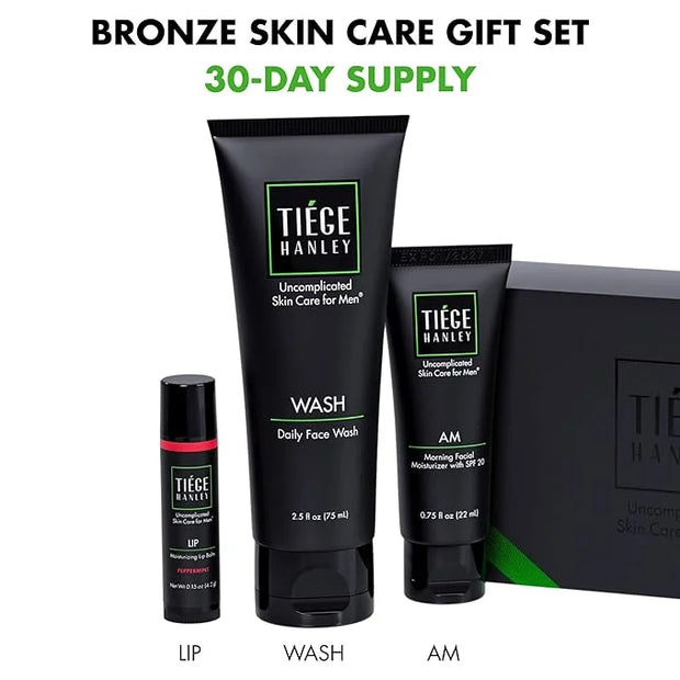 Tiege Hanley Mens Skin Care Gift Box Set, Bronze - Men's Skincare Set Includes Face Wash, Facial Moisturizer with SPF 20 S...