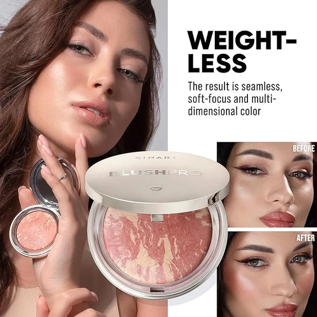 Baked PRO Blush. Brighten Lighting Highly Glow Marbleized Blush. Lightweight Shimmery Satin Face Makeup. Cruelty-Free. Sha...