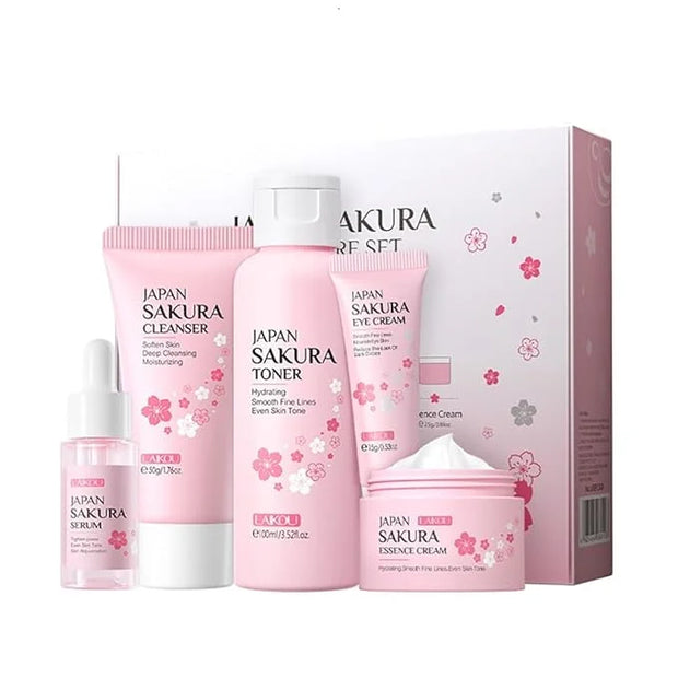 Travel Skincare Set for Women and Teens, Facial Skin Care Gift Set with Vitamin C & Cherry Blossom, Gentle Skin Cleaning &...