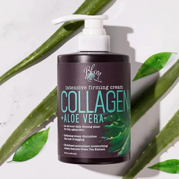 BLOOM IT'S A GREAT SKIN DAY! Collagen Cream + Aloe Vera Moisturizer Body Lotion & Face Cream | Dry Skin Rescue | Skin Tigh...