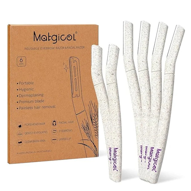 Eco-Friendly Women's Dermaplaning Razor - Multipurpose Exfoliating Tool with Anti-Cut Blades & Biodegradable Handle for Si...