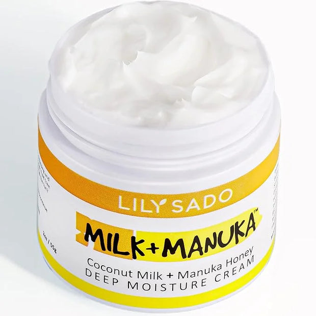 LILY SADO MILK+MANUKA™ Coconut Milk and Manuka Honey Natural Face Moisturizer - Non Greasy Organic Facial Cream with Cocoa...