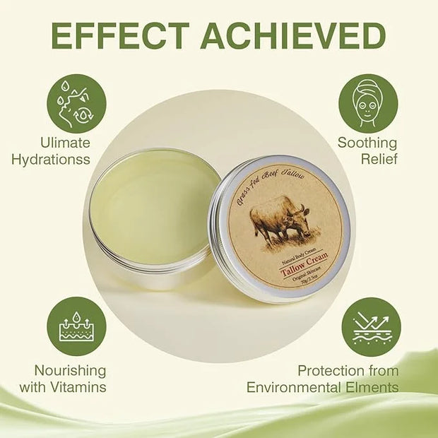 Beef Tallow, Beef Tallow for Skin, Beef Tallow Moisturizer, Beef Tallow Balm for Face Moisturizer Grass Fed for All Purpos...
