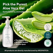 AROMATICA Organic Aloe Vera Gel Gift Set 300ml each – Vegan Body Moisturizer for Irritated Skin, After-Sun Skin Care