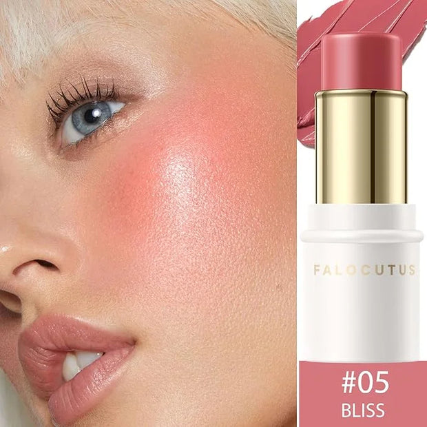 2Pcs Cream Blush Makeup Stick,Monochromatic Multi-Stick Face Blush for Cheek,Lip and Eye,Matte and Dewy Finish for Long We...