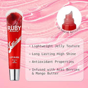 Ruby Kisses Jellicious Mouth Watering Lip Gloss (JLG01&JLG03&JLG06) Long Lasting Shine - Product Image