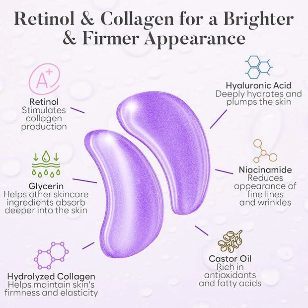 Retinol & Collagen Under Eye Patches (30 Pairs) Under Eye Patches for Dark Circles and Puffy Eyes, Under Eye Mask, Puffy E...
