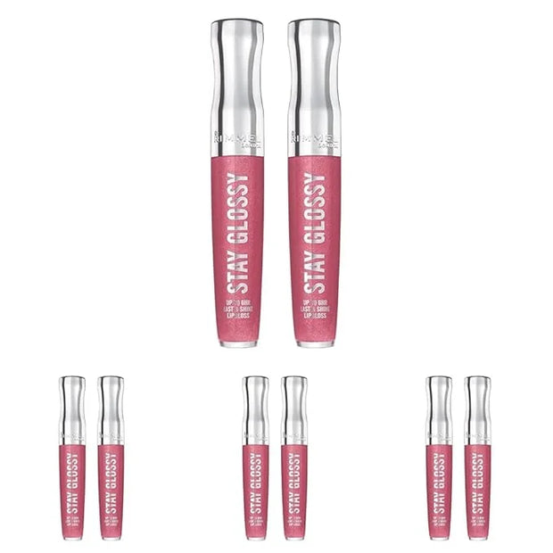 Rimmel Stay Glossy 6HR Lip Gloss, Stay My Rose, 0.18 Fl Oz (Pack of 8) - Product Image