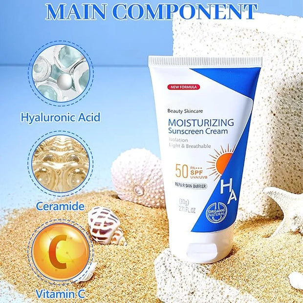 Hyaluronic Acid Body Sunscreen SPF 50, Sunscreen for Body & Face, Sunscreen Body Lotion Water Resistant, Hydrate Moisturiz...
