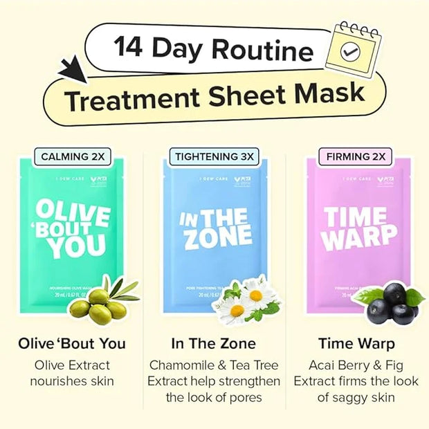 I DEW CARE Glass Skin Face Mask Variety Pack - Let's Get Sheet Faced | For Perfect Care Routine, 2 Week Intense Korean Fac...