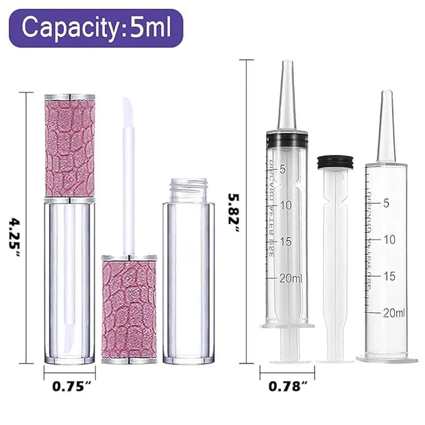 AMORIX 5ml Fish Scales Lip Gloss Tubes with Wand - 72 Pack Empty Containers + 4pcs Syringes for DIY Lip Gloss Balm - Produ...