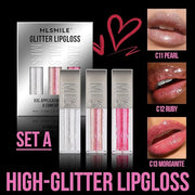 3 PCS Glitter Lip Gloss Set, Hydrating Nourishing Sparkling Plumping Lip Oil, Long Lasting Glossy Lip Balm Lip Care, Trans...