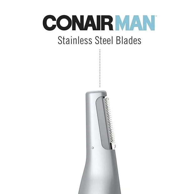 ConairMAN All-in-One Personal Trimmer for Men, for Nose, Ear, Eyebrows and Sideburns Hair Trimmer, 4 piece Men's Grooming ...