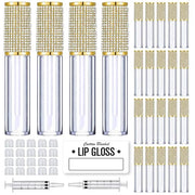 AMORIX 24 Pack Gold Crystal Lip Gloss Tubes with Wand 5ml Empty Lip Gloss Containers Lipgloss Bottles with Stoppers 2pcs S...