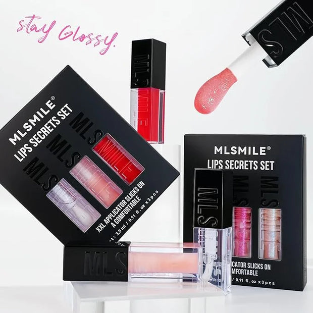 3PCS Hydrating Lip Glow Oil, Moisturizing Lip Oil Gloss,Plumping Lip Gloss,Natural Lip Plumper,No-Sticky Lip Gloss Lip Bal...