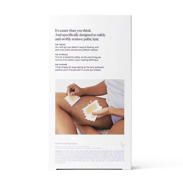 Flamingo Face & Pubic Wax Kit - 44 Wax Strips, 16 Post-Wax Cloths, and Calming Serum - Easy At-Home Hair Removal - Product...