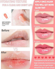 Hydrating Plumping Lip Glow Oil,Tinted Lip Gloss,Transparent Toot Lip Oil,Long Lasting Moisturizing Clear Glow Reviver Lip...