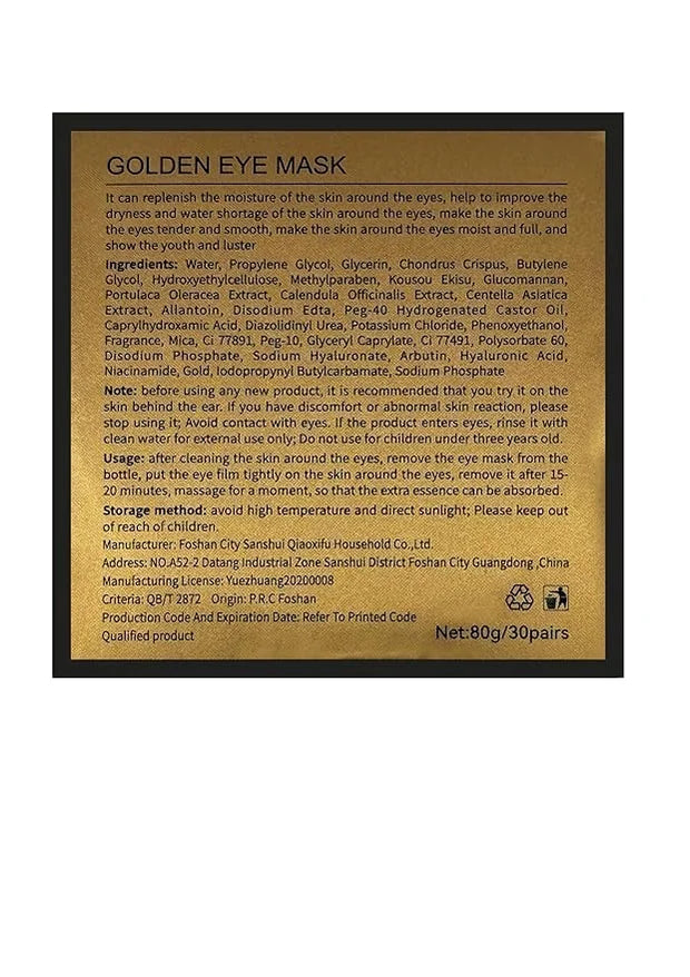Green Cosmos. 24k Under Eye Patches - 30 Pairs - Under Eye Mask for Eye Care,Hydrating Moisturizing Eye Mask Patch Under E...